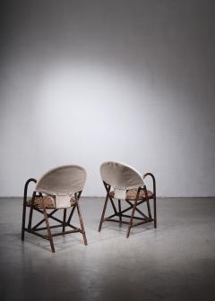 Pair of rattan and canvas chairs - 2459029