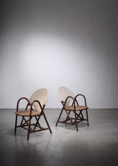 Pair of rattan and canvas chairs - 2459031