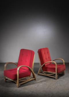 Pair of rattan lounge chairs - 3792542