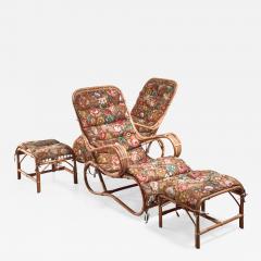 Pair of rattan lounge chairs with ottomans - 1555503