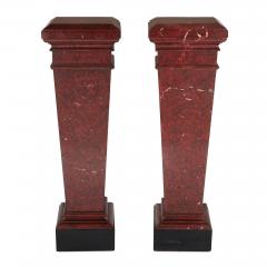 Pair of red marble pedestals in the Neoclassical style - 3517090