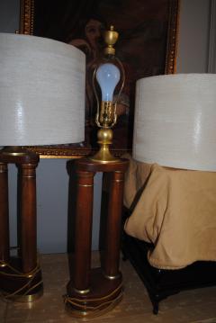 Pair of regency walnut pillar table lamps - 3826586