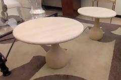 Pair of round Travertine cocktail table - 3406063