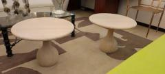 Pair of round Travertine cocktail table - 3406071