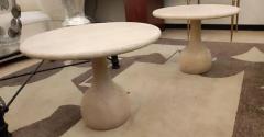 Pair of round Travertine cocktail table - 3406072
