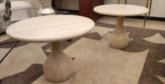 Pair of round Travertine cocktail table - 3406074