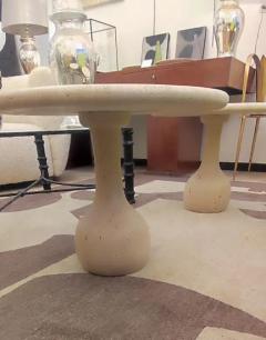 Pair of round Travertine cocktail table - 3406079
