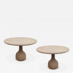 Pair of round Travertine cocktail table - 3407397