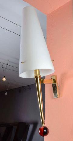 Pair of sconces in brass with glass shade - 726608