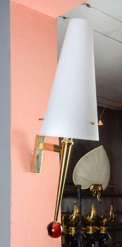 Pair of sconces in brass with glass shade - 726609