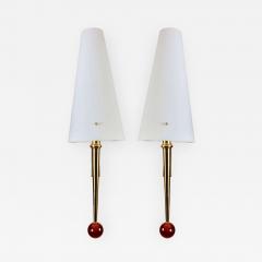 Pair of sconces in brass with glass shade - 727785
