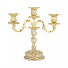 Pair of silver gilt 3 branch candelabra - 3446589