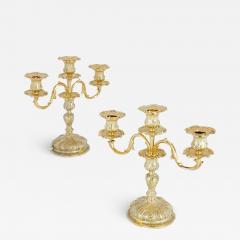 Pair of silver gilt 3 branch candelabra - 3447056