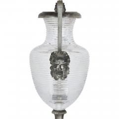 Pair of silvered bronze and cut glass urn lamp bases in the French Empire style - 2676584