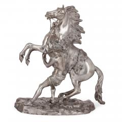 Pair of silvered bronze models of the Marly horses after Guillaume Coustou - 3732174