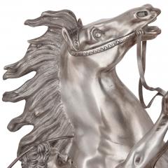 Pair of silvered bronze models of the Marly horses after Guillaume Coustou - 3732180