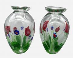 Pair of small blown glass vases with murine inclusions Murano Italy circa 1980 - 3965019