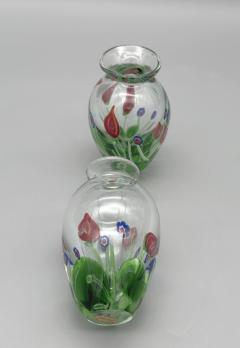 Pair of small blown glass vases with murine inclusions Murano Italy circa 1980 - 3965020