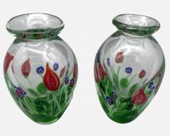 Pair of small blown glass vases with murine inclusions Murano Italy circa 1980 - 3965021