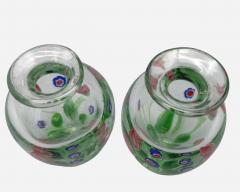 Pair of small blown glass vases with murine inclusions Murano Italy circa 1980 - 3965023