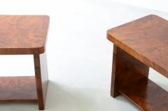 Pair of small tables bedside tables in walnut root  - 3732312