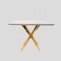 Pair of smoke amber glass gold plated metal base side tables - 4632072