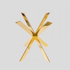 Pair of smoke amber glass gold plated metal base side tables - 4632073