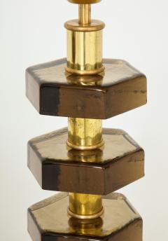 Pair of smoked glass table lamps in the style of Jacques adnet - 865244