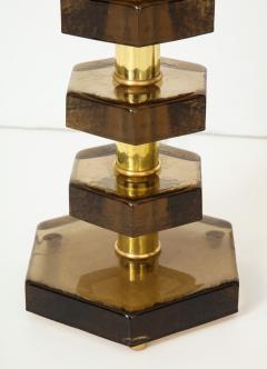 Pair of smoked glass table lamps in the style of Jacques adnet - 865246