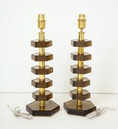Pair of smoked glass table lamps in the style of Jacques adnet - 865248