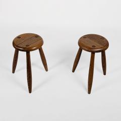Pair of solid wood stools French design from the 50s - 3309848