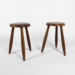 Pair of solid wood stools French design from the 50s - 3309851
