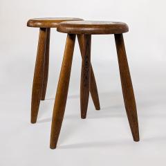 Pair of solid wood stools French design from the 50s - 3309853