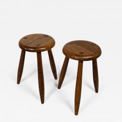 Pair of solid wood stools French design from the 50s - 3315851