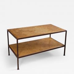 Pair of steel side tables with sienna marble tops Italy - 4114992