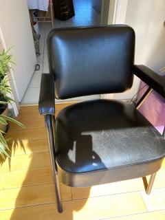 Pair of stitched Leather armchairs by Jacques Adnet - 2120033