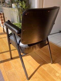 Pair of stitched Leather armchairs by Jacques Adnet - 2120039