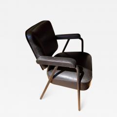 Pair of stitched Leather armchairs by Jacques Adnet - 2120783