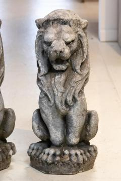 Pair of stone lion garden ornaments - 1757223