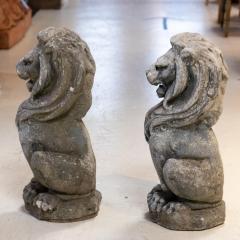 Pair of stone lion garden ornaments - 1757228