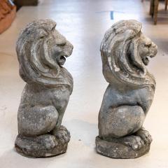 Pair of stone lion garden ornaments - 1757230