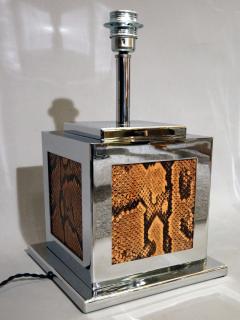 Pair of table lamps in python skin and chrome France 1970 - 913372