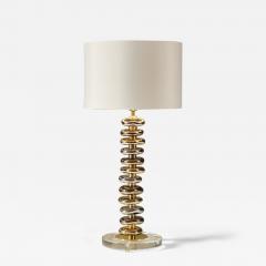 Pair of tall Murano glass metallic and brass Pebble table lamps - 2991304