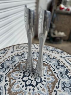 Pair of tall Nambe Polished Aluminum Candleholders - 4398092