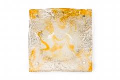 Pair of textured clear and amber glass sconces with a half round freeform design - 4163170
