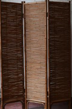 Pair of three panel rattan screens 1980 - 3548429