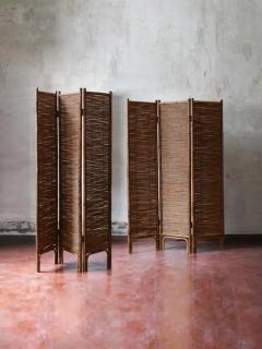 Pair of three panel rattan screens 1980 - 3548432