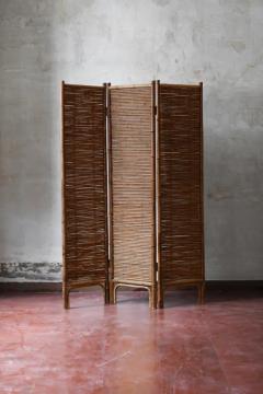 Pair of three panel rattan screens 1980 - 3548440