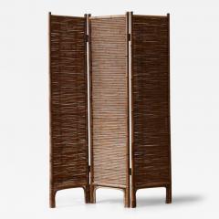 Pair of three panel rattan screens 1980 - 3555449