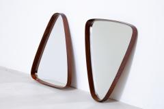Pair of triangular teak mirrors Due to the particular shape - 2728251
